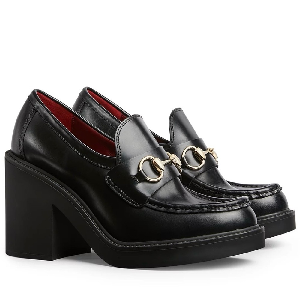 Elegant Black Loafers with Gold Accent